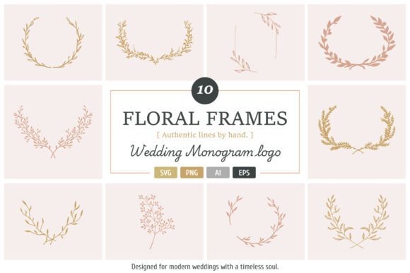 Download Hand Drawn Floral Wedding Monogram Frame - Wedding monogram Collection